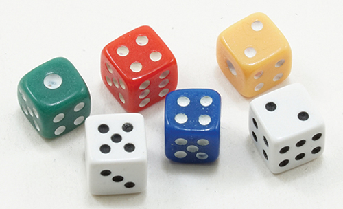 Dollhouse Miniature Dice, 6Pk